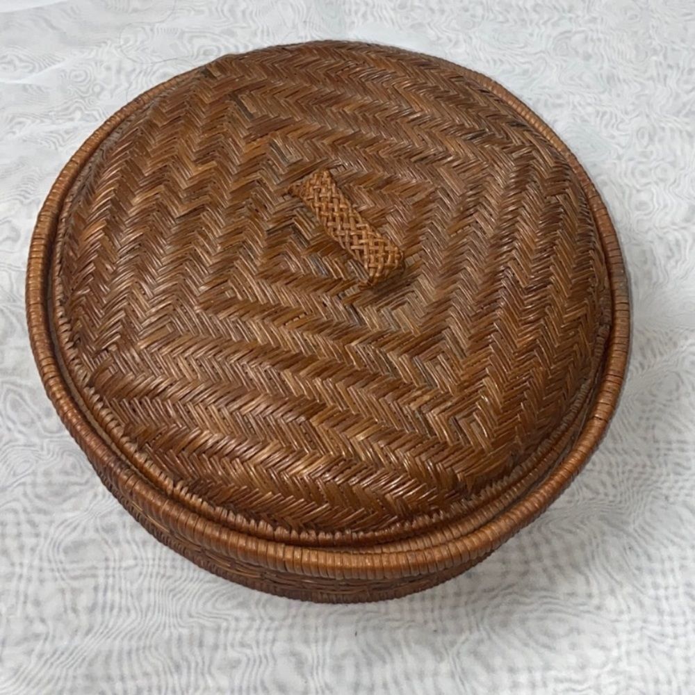 Vintage Handmade Bamboo Woven Basket